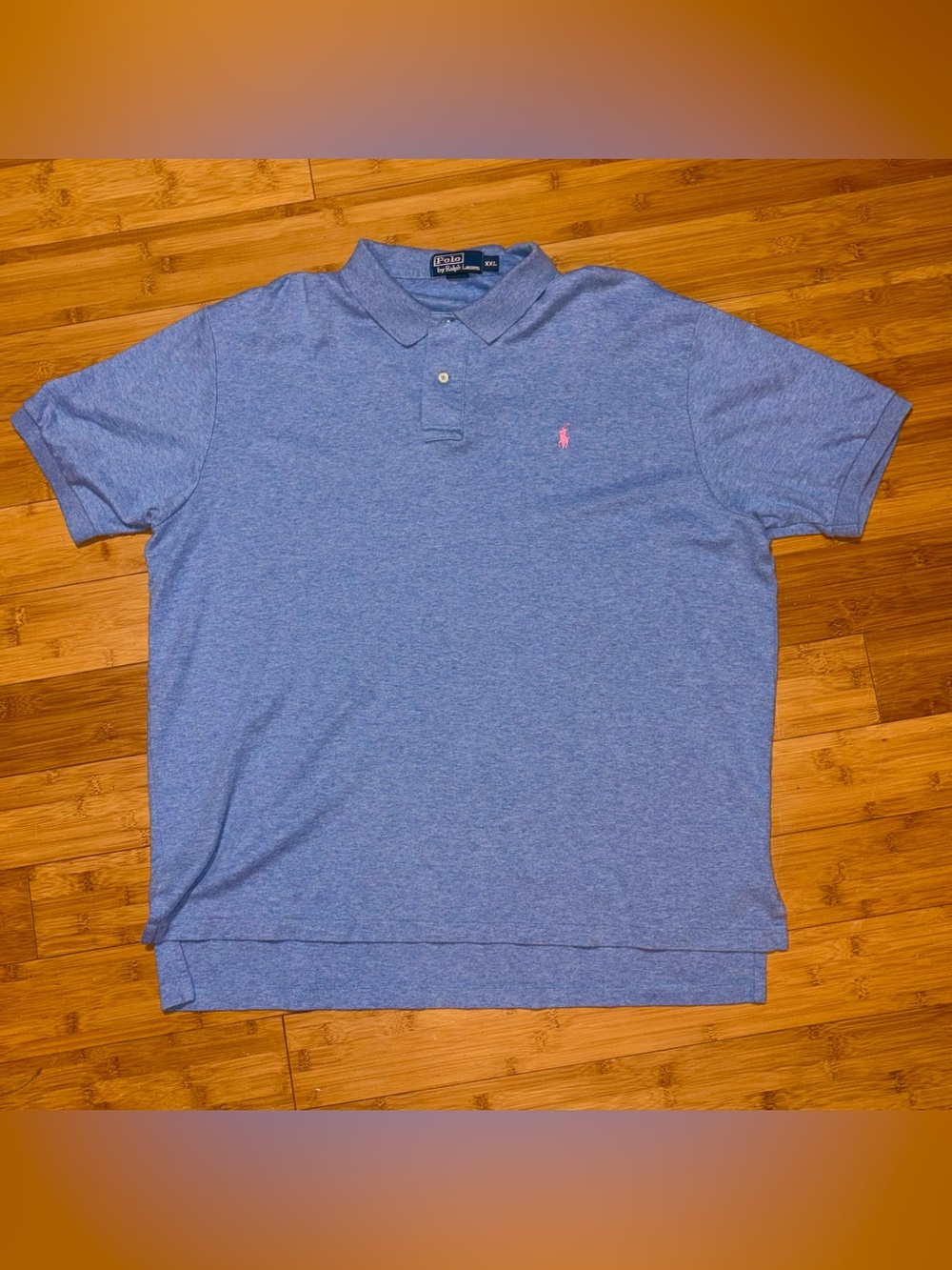 Polo Ralph Lauren Mens XXL Blue Heather Polo Shirt Pink Pony Cotton Soft